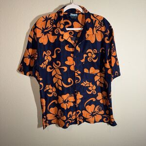 VTG Mogul Men’s Button Down Hawaiian Shirt Blue